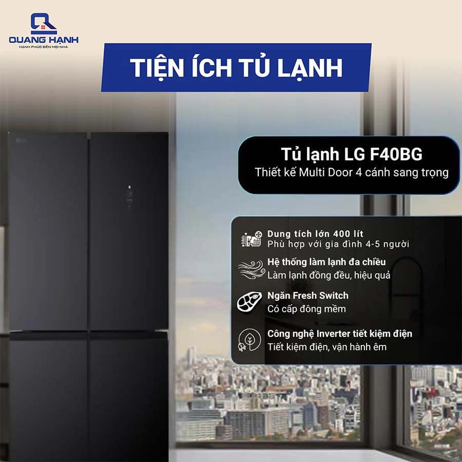Tủ lạnh LG Inverter 400 lít Multi Door F40BG  QH246966 6